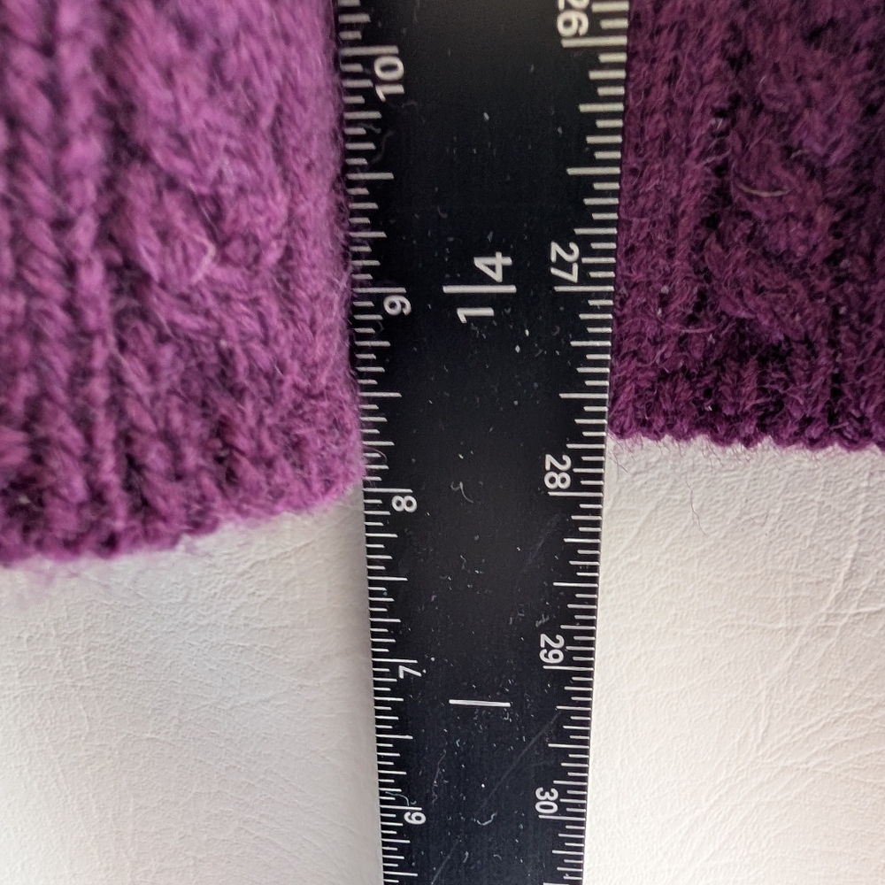 Shades Of Aran Ireland Purple Wool Fisherman Cable Knit Zipper Cardigan Sweater - Picture 11 of 13